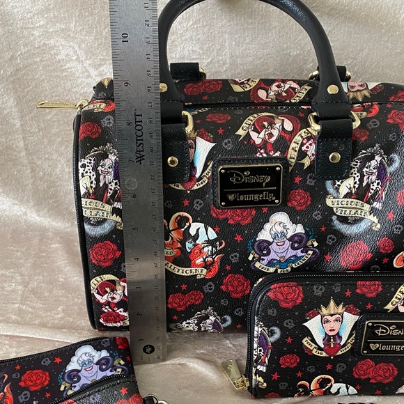 Loungefly Disney Villains Black and Red  Bag Set all 6 pieces - Picture 2 of 8